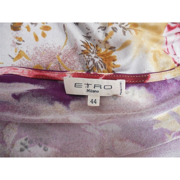 Etro Milano sz 44 Multi Rose Flower Stretchy Long Sleeve Tunic Top Italy - Picture 4 of 5